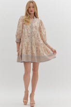 Load image into Gallery viewer, FLORAL PATH-Ecru muted floral print ruffle hem dress
