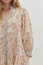 Load image into Gallery viewer, FLORAL PATH-Ecru muted floral print ruffle hem dress

