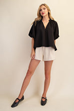 Load image into Gallery viewer, Zee- Black Textured Puff sleeve top
