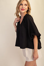 Load image into Gallery viewer, Zee- Black Textured Puff sleeve top
