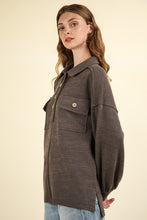 Load image into Gallery viewer, FREE GIRL- Charcoal oversized half butron front sweater
