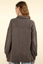 Load image into Gallery viewer, FREE GIRL- Charcoal oversized half butron front sweater
