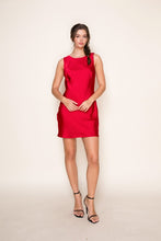 Load image into Gallery viewer, Laya- Red draped back minimal silk mini dress
