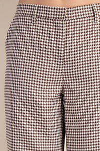 Oxford- Brown Houndstooth Mid Rise Trouser Pants