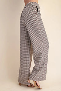 Oxford- Brown Houndstooth Mid Rise Trouser Pants
