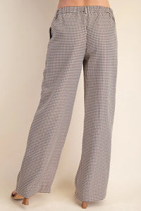 Oxford- Brown Houndstooth Mid Rise Trouser Pants