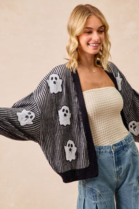 Sequin Ghost Print Cardigan