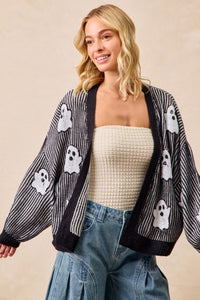 Sequin Ghost Print Cardigan