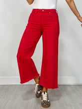 Load image into Gallery viewer, RISEN JEANS SALE -Red Tummy Control cropped wide leg jeans
