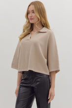 Load image into Gallery viewer, Ecru Entro knit  V-neck collared top
