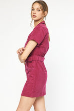 Load image into Gallery viewer, Heavenly - plum corduroy belted waist utility dress
