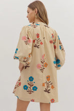 Load image into Gallery viewer, Nina- Floral print fully lined pleated shoulder V-neck dress  with pockets
