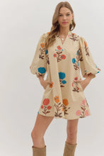 Load image into Gallery viewer, Nina- Floral print fully lined pleated shoulder V-neck dress  with pockets
