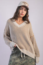 Load image into Gallery viewer, DENVER- Cream &amp; Beige Chunky two tone Vneck sweater top
