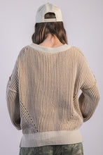 Load image into Gallery viewer, DENVER- Cream &amp; Beige Chunky two tone Vneck sweater top
