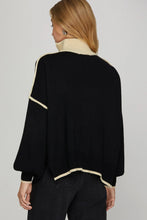 Load image into Gallery viewer, Chaffee- Black HALF ZIP SWEATER WITH CONTRAST BINDING DETAIL
