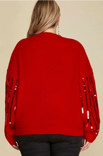 Load image into Gallery viewer, PLUS NICOLE- Red Sequin Detailed Crewneck sweater
