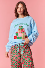 Load image into Gallery viewer, Merry Every Thing -Metallic embroidered fleece lined sweatshirt
