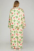 Load image into Gallery viewer, LONG SLEEVE AND LONG PANTS CHRISTMAS PRINTED SATIN PAJAMA SET
