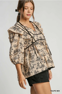 Willow- western scenery babydoll top