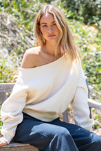 Load image into Gallery viewer, Two piece fleece lined off the shoulder sweatshirt with barrel sweatpants set
