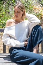 Load image into Gallery viewer, Two piece fleece lined off the shoulder sweatshirt with barrel sweatpants set
