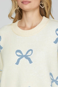 KELSEE-Long sleeve bow pattern sweater