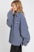 Load image into Gallery viewer, BRIAH- Washed Navy collared waffle knit oversized top #B12C4
