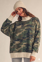 Load image into Gallery viewer, Vintage wash relaxed fit camouflage mock neck sweatshirt
