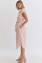 Load image into Gallery viewer, Casual Chic- striped midi length button down collared dress
