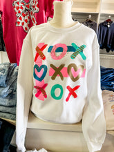 Load image into Gallery viewer, Valentine Tic Tac Toe- sweatshirt with metallic gold details
