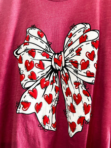 Valentine- Heart themed bow Tshirt