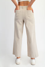 Load image into Gallery viewer, Beige cropped twill wide leg pants
