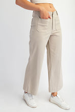 Load image into Gallery viewer, Beige cropped twill wide leg pants

