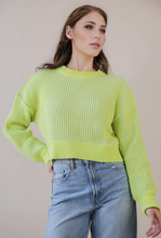 Load image into Gallery viewer, Aspen- Chunky Cropped lemon two tone brig &amp; cream sweater
