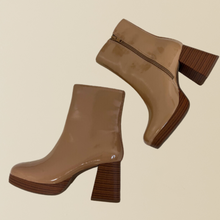 Load image into Gallery viewer, SHOE SALE‼️ Thick sole 2024 Patent Camel Booties  - KALET-S
