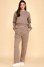 Load image into Gallery viewer, 🎄 SALE ! French  Taupe Terry two piece fleece lined cropped sweatshirt and sweatpants set
