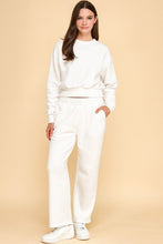 Load image into Gallery viewer, 🎄 SALE ! French Terry white two piece fleece lined cropped sweatshirt and sweatpants set
