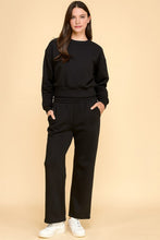 Load image into Gallery viewer, 🎄 SALE ! French Terry black two piece fleece lined cropped sweatshirt and sweatpants set

