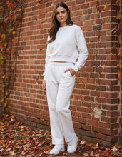 Load image into Gallery viewer, 🎄 SALE ! French Terry white two piece fleece lined cropped sweatshirt and sweatpants set
