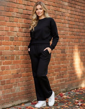 Load image into Gallery viewer, 🎄 SALE ! French Terry black two piece fleece lined cropped sweatshirt and sweatpants set
