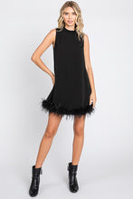 Load image into Gallery viewer, Plus Wren solid black feather hem dress
