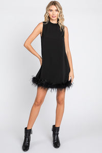 Plus Wren solid black feather hem dress