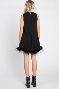 Plus Wren solid black feather hem dress