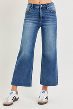 Load image into Gallery viewer, RISEN JEANS- Tummy control High Rise Raw hem wide leg cropped jeans
