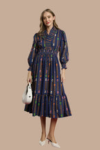 Load image into Gallery viewer, Plus Lala- Umgee Exclusive print Navy midi dress
