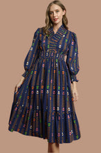 Load image into Gallery viewer, Plus Lala- Umgee Exclusive print Navy midi dress
