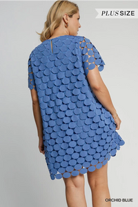 PLUS GRACE- Ocean blue Polka Dot Mini Dress