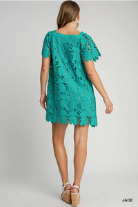 BETH- Jade floral lace mini dress