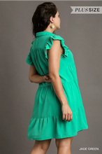 Load image into Gallery viewer, RAY- Jade Tiered Short Dress with Flutter Sleeves &amp; Collar
